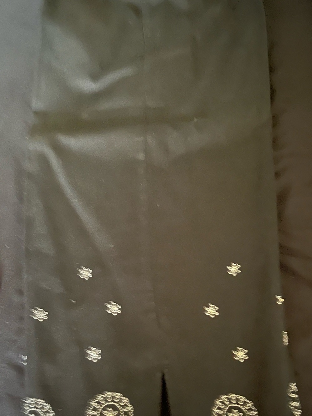 White Stag Black Pencil Skirt with Silver Embroidery